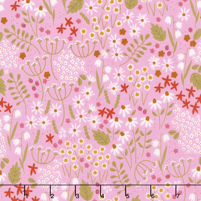 Wild Bouquet - Wildflowers Pink Yardage