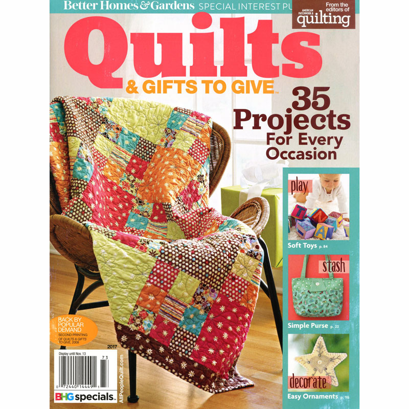 Better Homes and Gardens Quilts and Gifts to Give Book Fall 2017