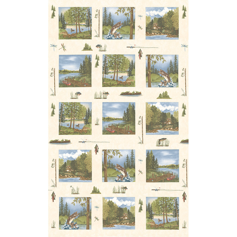 Lake Views Fishing Ecru Panel Holly Taylor Moda Fabrics Without my cookies im just a monster twitter: lake views fishing ecru panel