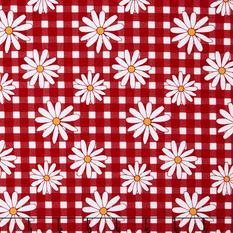 Gingham Girls - Gingham Daisy Red Yardage