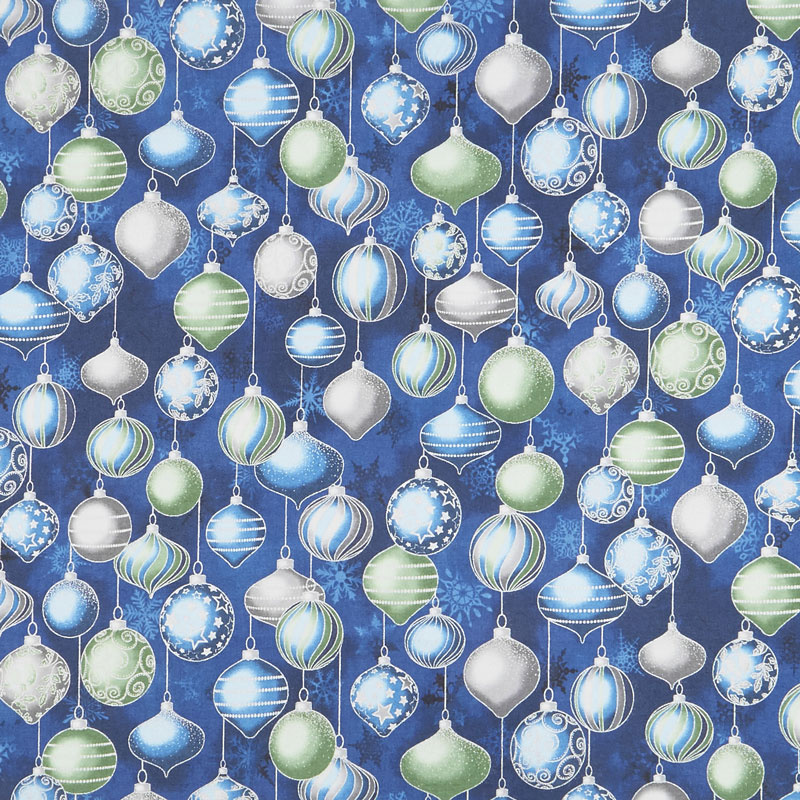 Winter's Grandeur 7 - Sky Ornaments Blue Metallic Yardage