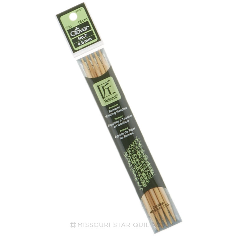 Takumi Bamboo 7" Double Point Knitting Needles Size 7 Clover