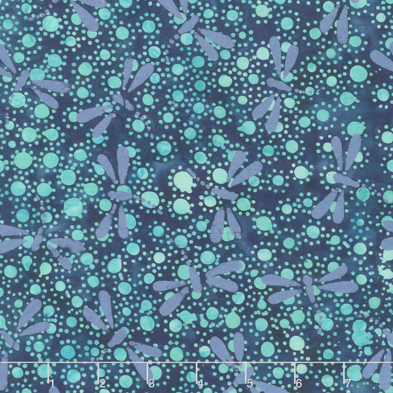 Calypso Batiks - Dots and Dragonflies Lagoon Yardage