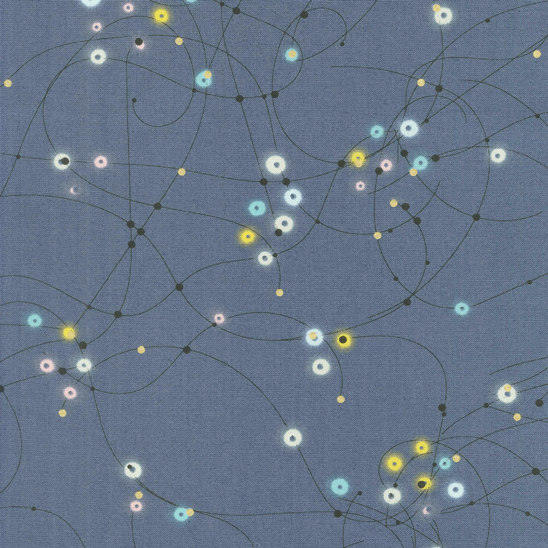 Day in Paris - Watercolor Dots Navy Metallic Yardage