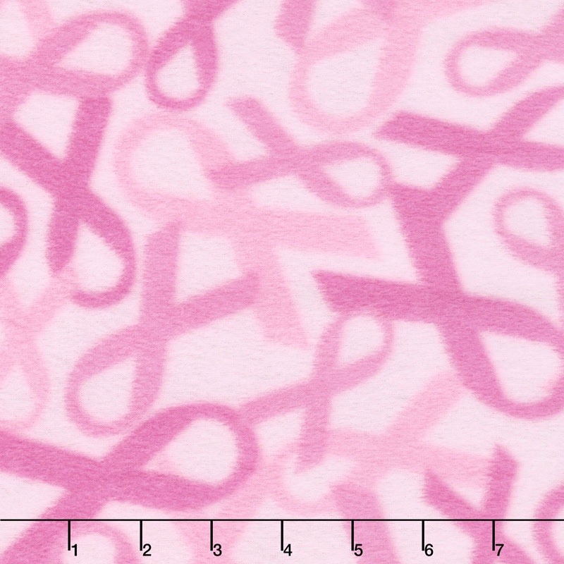 Winterfleece Prints Conversational - Dancing Ribbons Pink Fleece Yardage