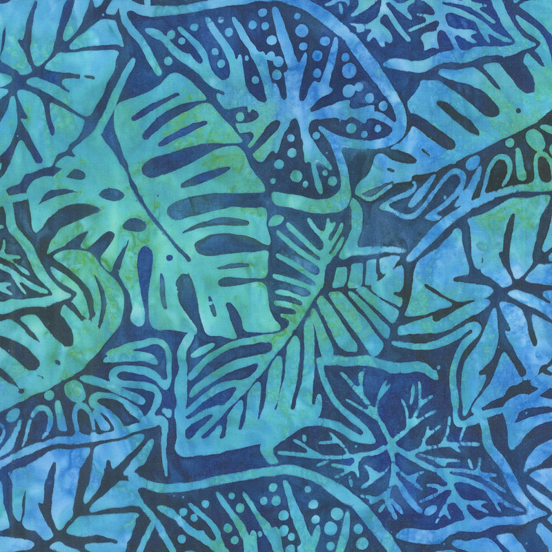 Artisan Batiks - Totally Tropical Leaves Ocean Yardage