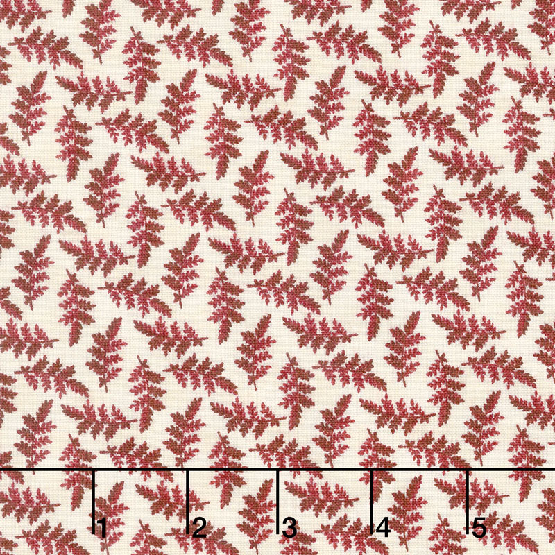 The Little Things - Variegated Leaves Natural/Red Yardage