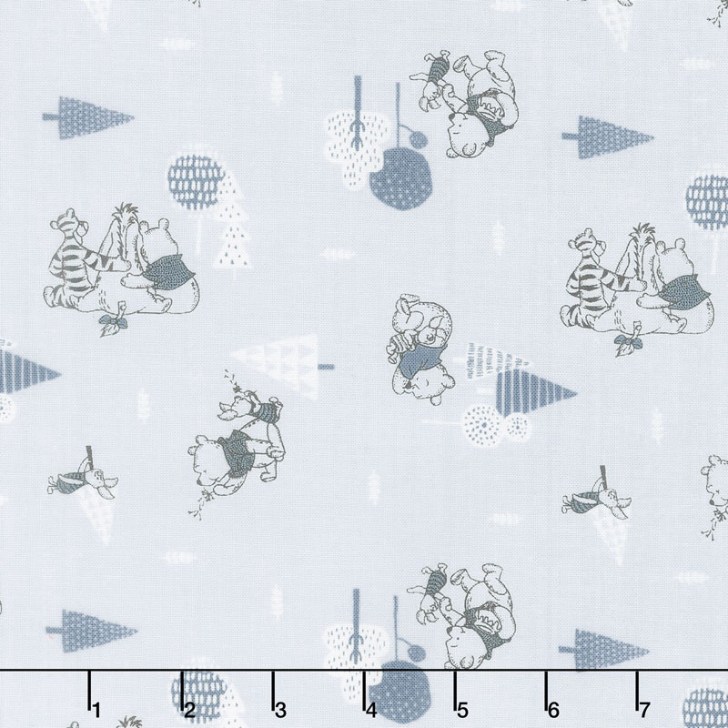 Winnie the Pooh - Forest Light Blue Yardage