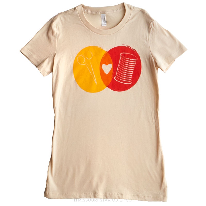 Venn Diagram Large Women's Youth Fit Crew Neck T-Shirt - Warm/Natural