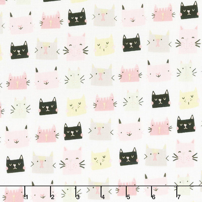 Meow and Forever - Cat Heads White Yardage