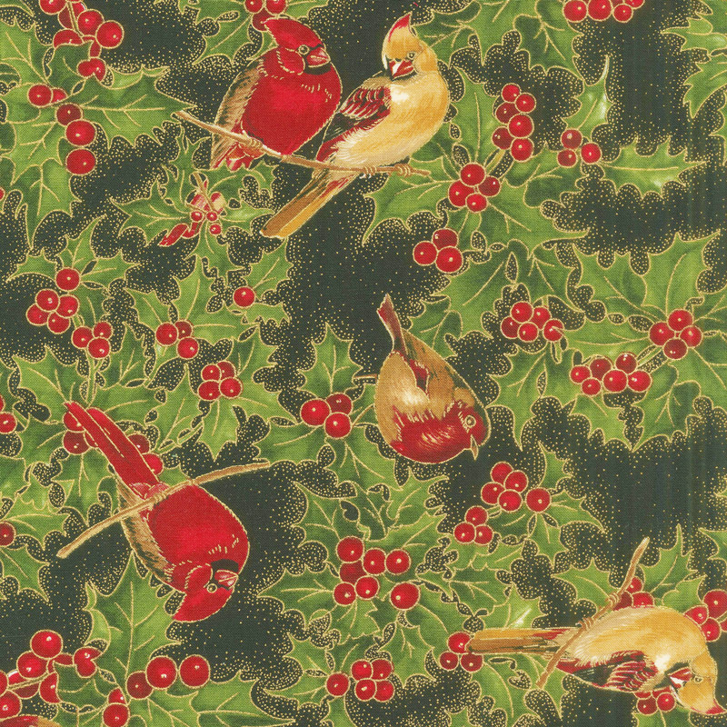 Cardinal Song Metallic - Cardinals Ebony Yardage