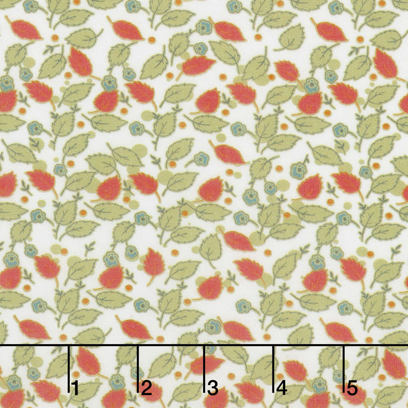 Floral Hues - Leaves Cream Cotton Lawn Yardage