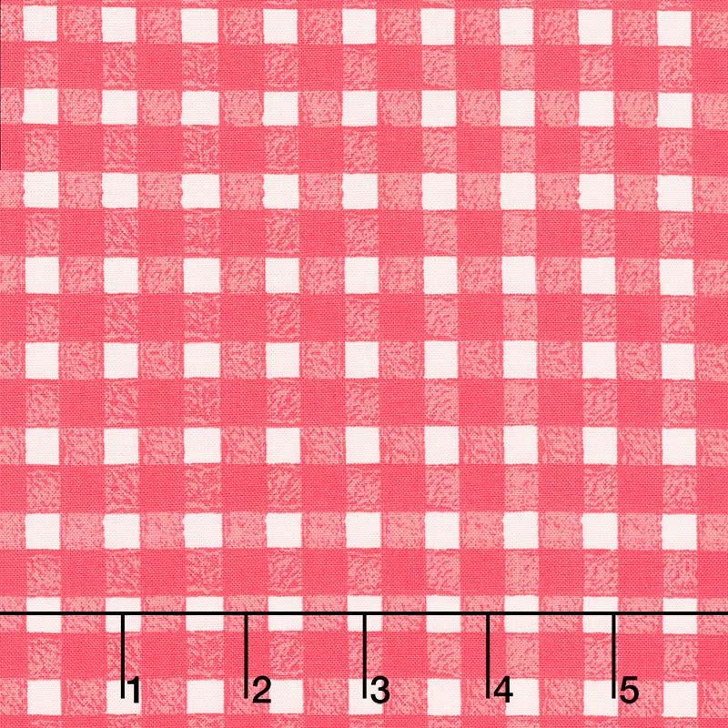 Flower Market - Gingham Coral Yardage