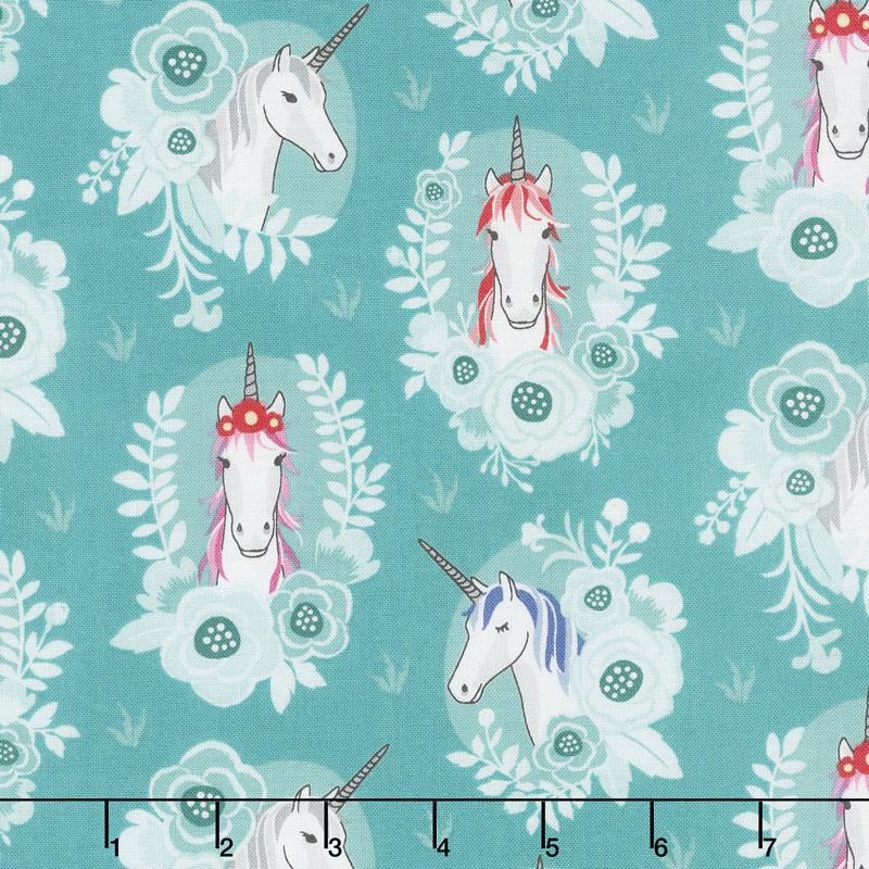 My Unicorn - Portrait Teal Yardage