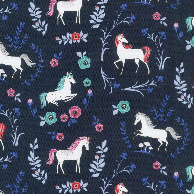 My Unicorn - Garden Navy with Sparkle Yardage