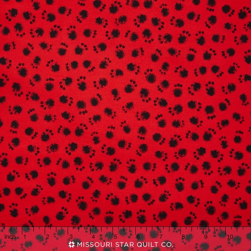 Smudgy Cat - Smudgy Paw Red Yardage