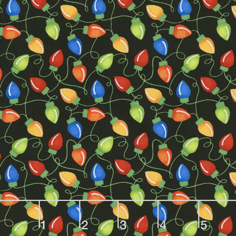 Jolly Ole' St. Nick - Lights Black Yardage