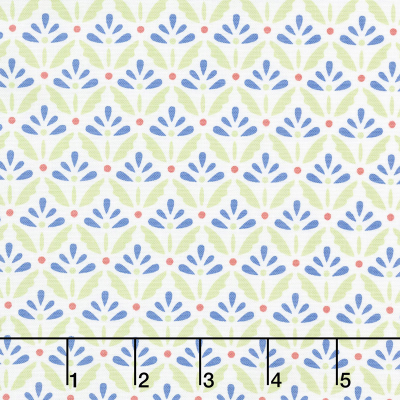 Home Grown - Floret Cream Blue Yardage