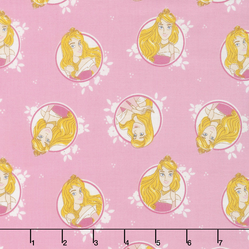 Disney Forever Princess - Princess Aurora in Circles in Pink Yardage