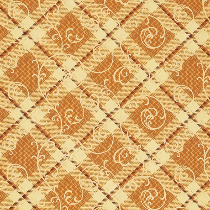 Autumn Time - Plaid Scroll Butter Yardage