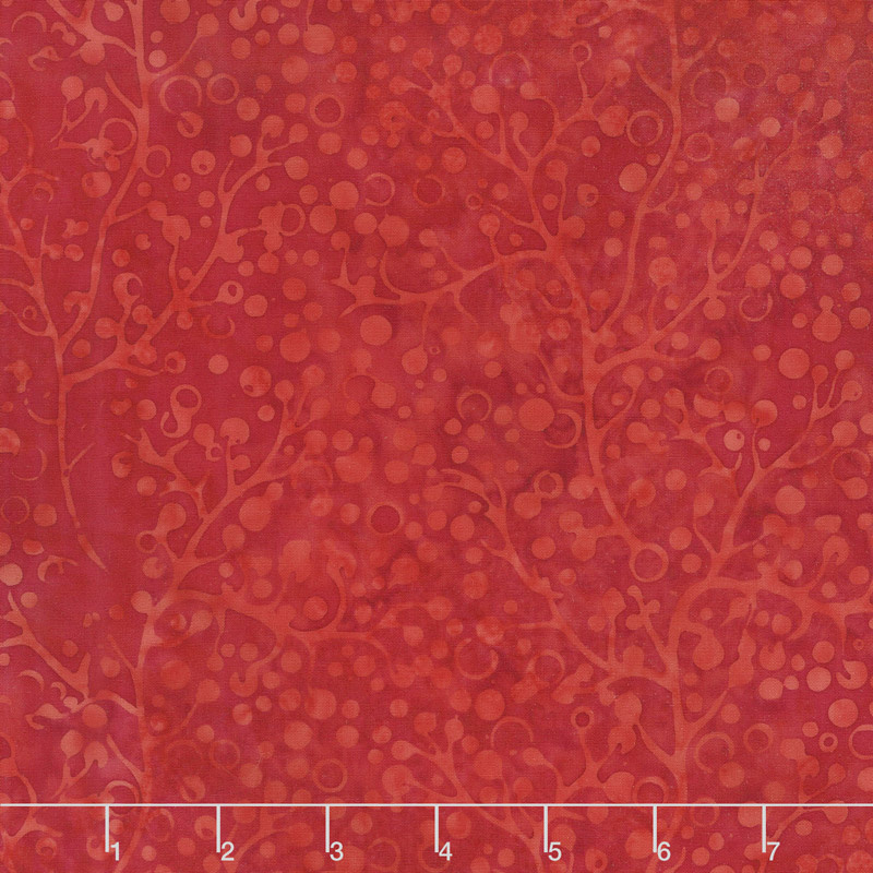 Candy Cane Lane Batiks - Berry Vine Watermelon Yardage