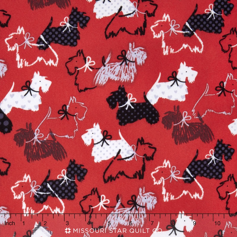 Scottie Love - Dottie Scottie Red Flannel Yardage