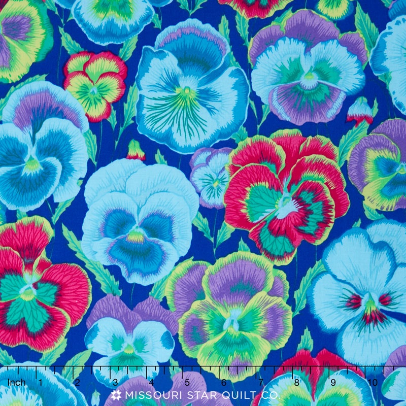 Kaffe Collective - Jewel Pansies Blue Yardage