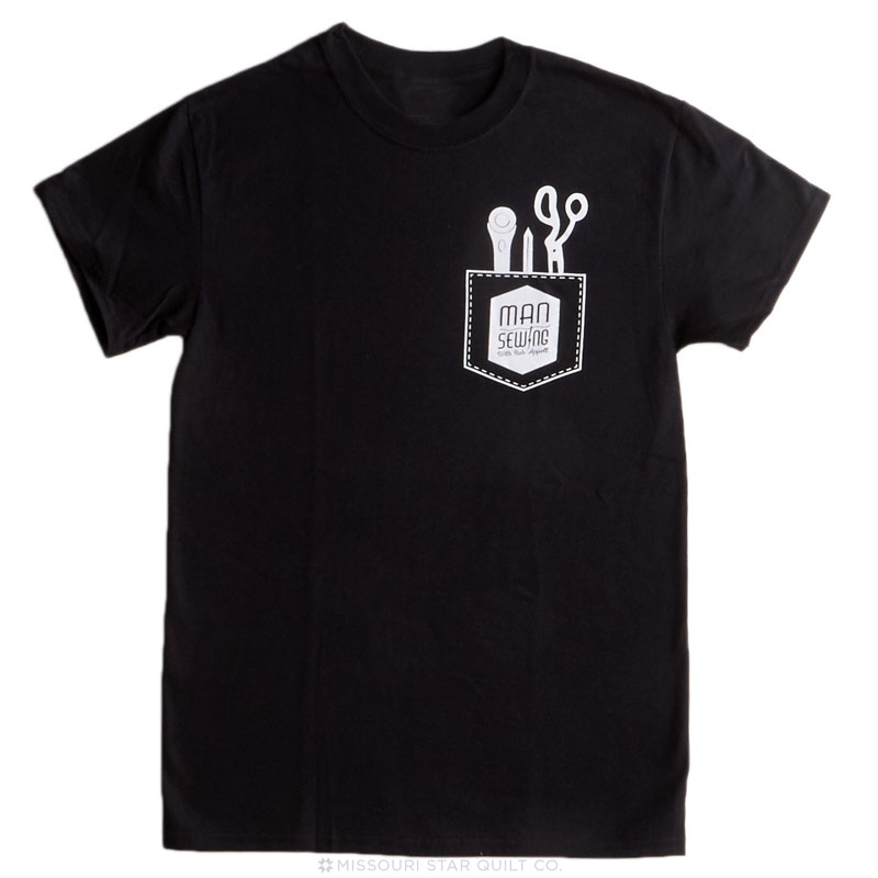 Man Sewing Pocket Tools X-Large T-Shirt - Black