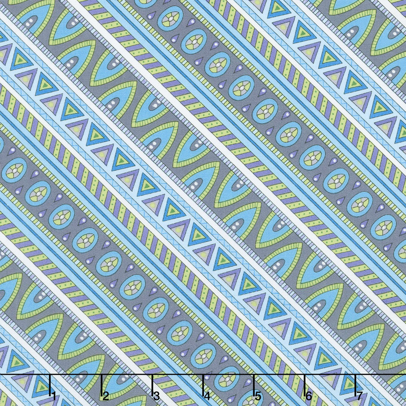 Arctic Wonderland - Diagonal Stripe Gray/Teal Yardage
