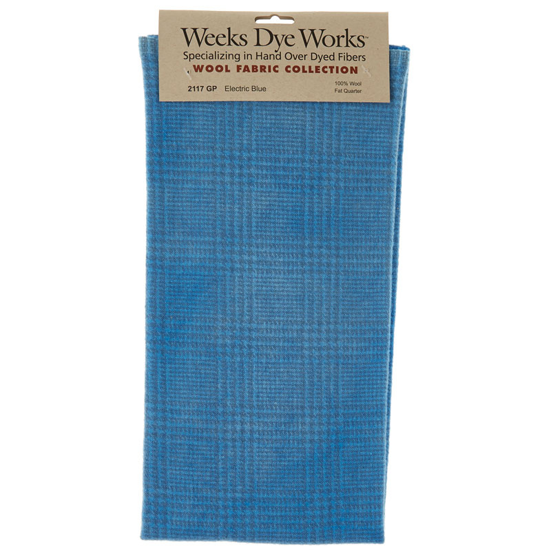 Weeks Dye Works Hand Over Dyed Wool Fat Quarter - Glen Plaid Electric Blue