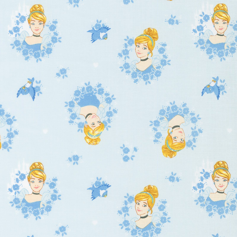 Disney Forever Princess - Cinderella in Wreaths in Light Blue Yardage