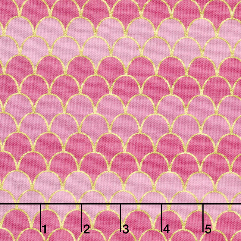 Let's Be Mermaids - Scallops Pink Sparkle Yardage