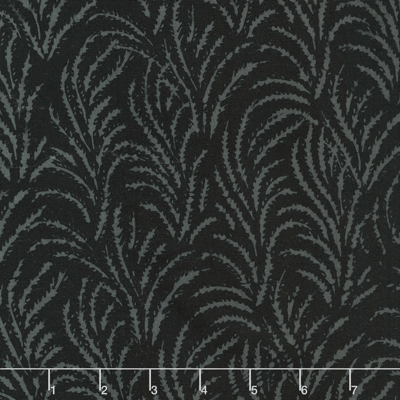 Black Beauty Batiks - Feather Black & Charcoal Yardage