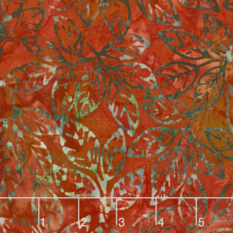 Artisan Batiks - Cornucopia 8 Leaf Sprigs Rust Yardage