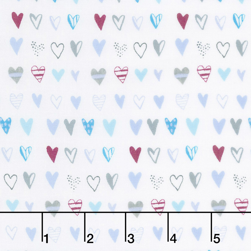Bah, Bah, Baby - Hearts White Yardage