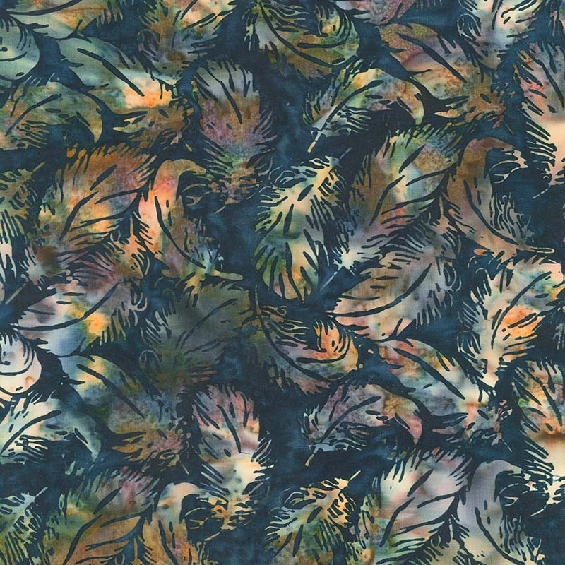 Desert Sun Batiks - Tossed Feather Light Dusk Yardage