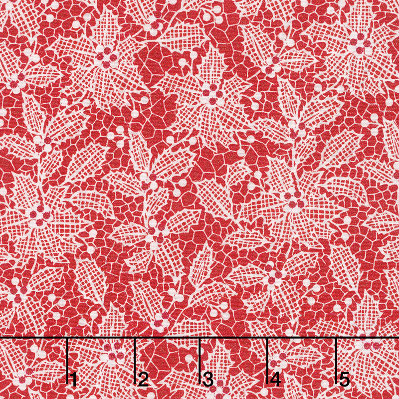 Let It Sparkle - Holiday Lace Radiant Cherry with Red Glitter Yardage