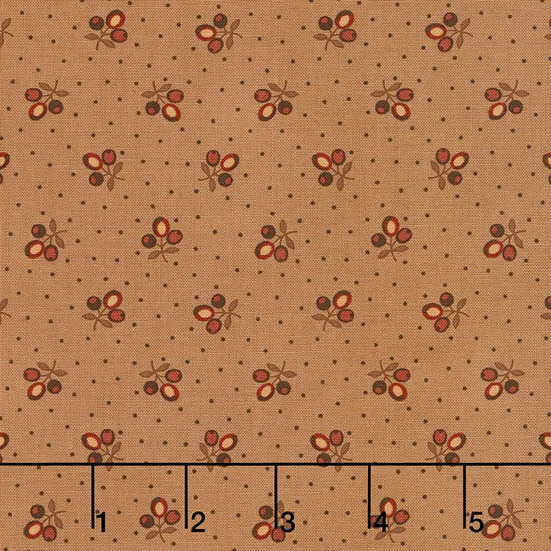 Lancaster - Tri-Flower Tan Yardage