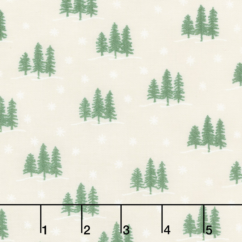 Holiday Lodge - Trees Winter White Yardage
