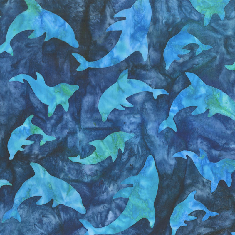 Artisan Batiks - Totally Tropical Dolphins Teal Yardage
