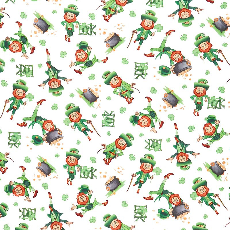 Irish Folk - Leprechaun Toss White Yardage