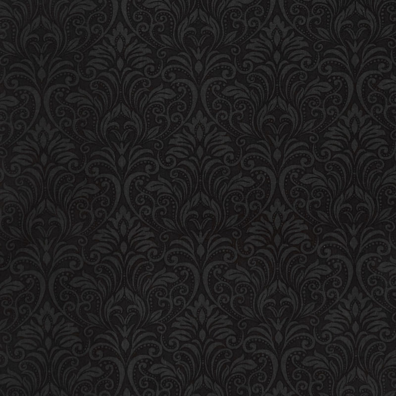 A Festival of Roses - Festive Damask Black Yardage