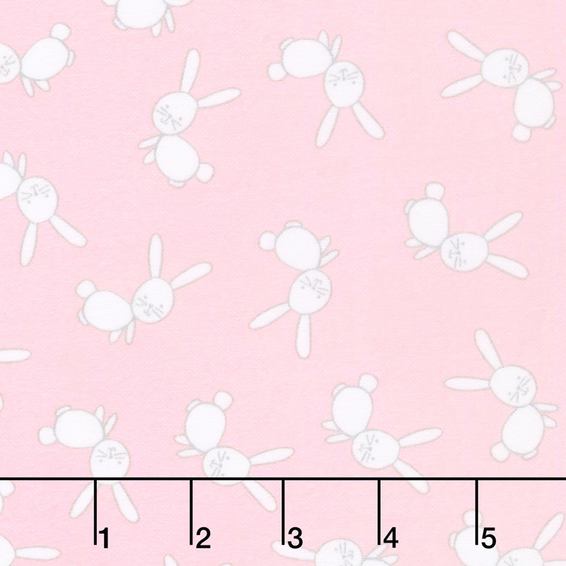 Penned Pals Flannel - Pink Colorstory Bunnies Baby Pink Yardage