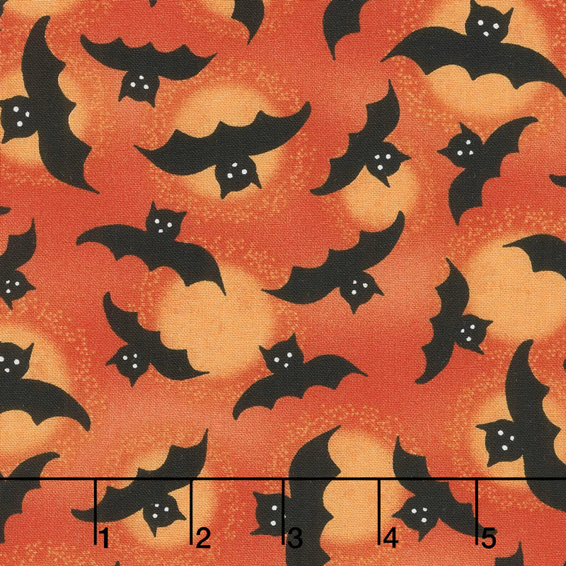 Spooky Vibes Bats Allover Orange Yardage Spooky Vibes Bats Allover Orange Yardage
