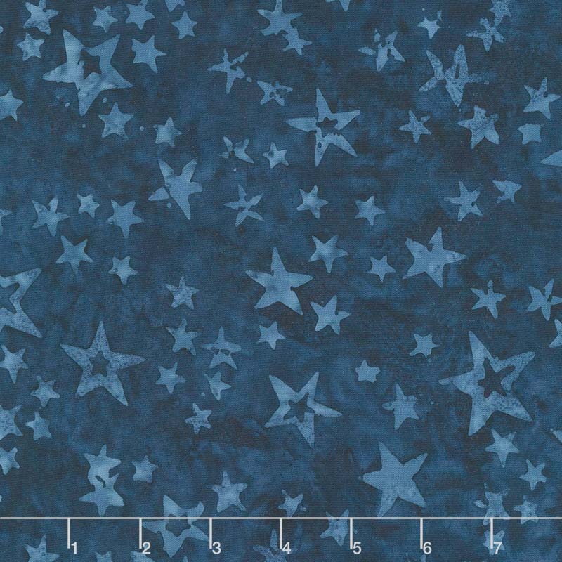 Tonga Batiks - Freedom Blue Stars of All Sizes Yardage