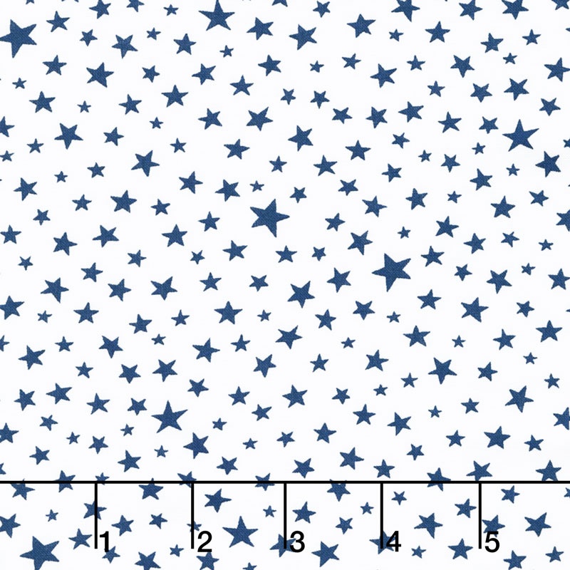 Modafications - Stars Indigo on White Yardage