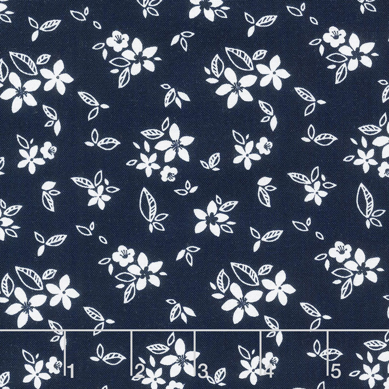 Something Borrowed - Floral Navy Yardage