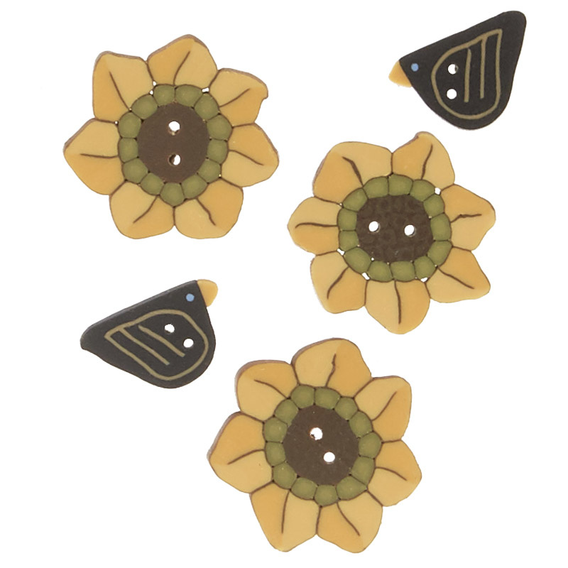 Wooly Trees Button Pack - September Sunflower