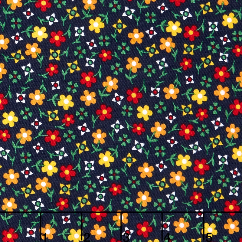 Gingham Girls - Gingham Blossom Navy Yardage