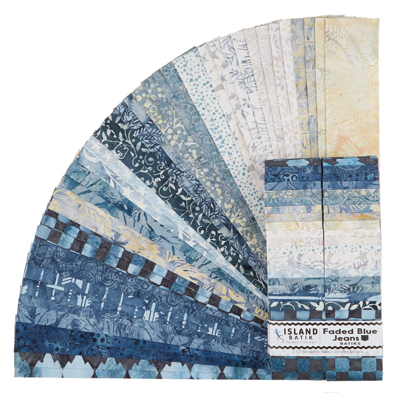 Faded Blue Jeans Batiks Strips